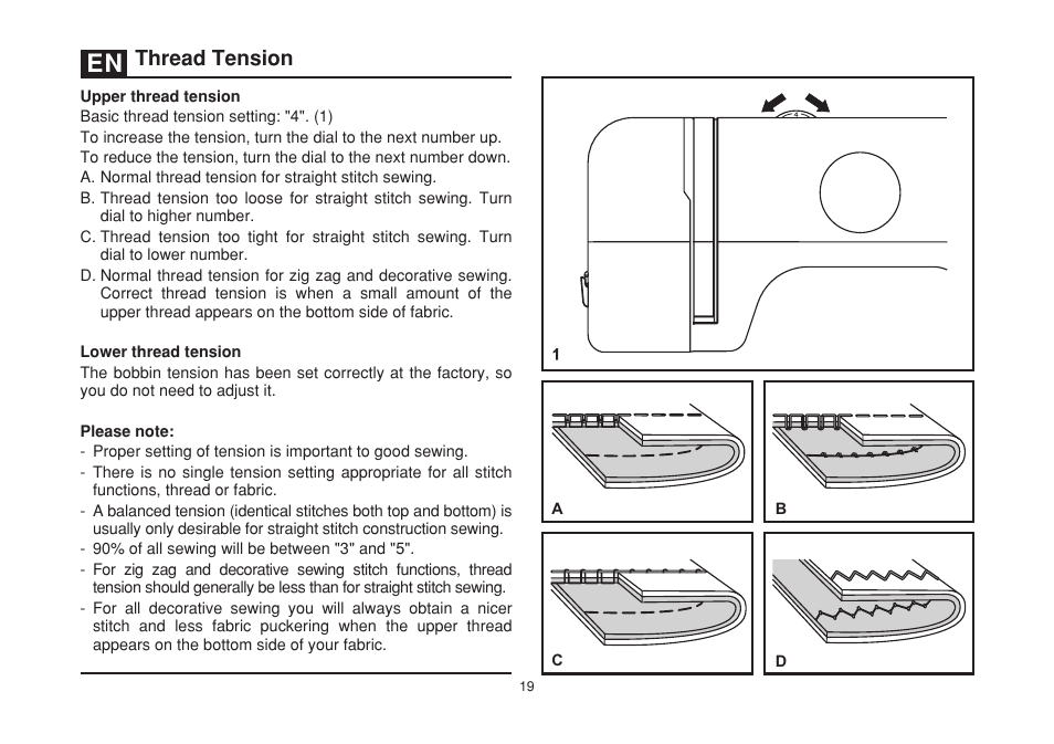 Thread tension | SINGER 1408 User Manual | Page 26 / 62