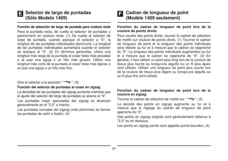 Selector de largo de puntadas (sólo modelo 1409) | SINGER 1408 User Manual | Page 31 / 62