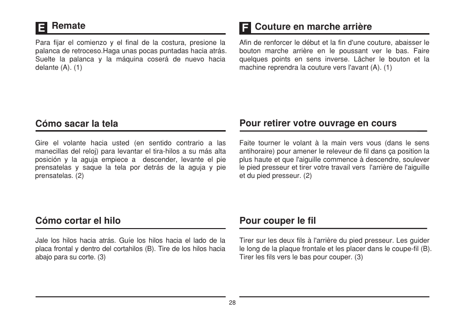 Cómo sacar la tela cómo cortar el hilo remate | SINGER 1408 User Manual | Page 35 / 62