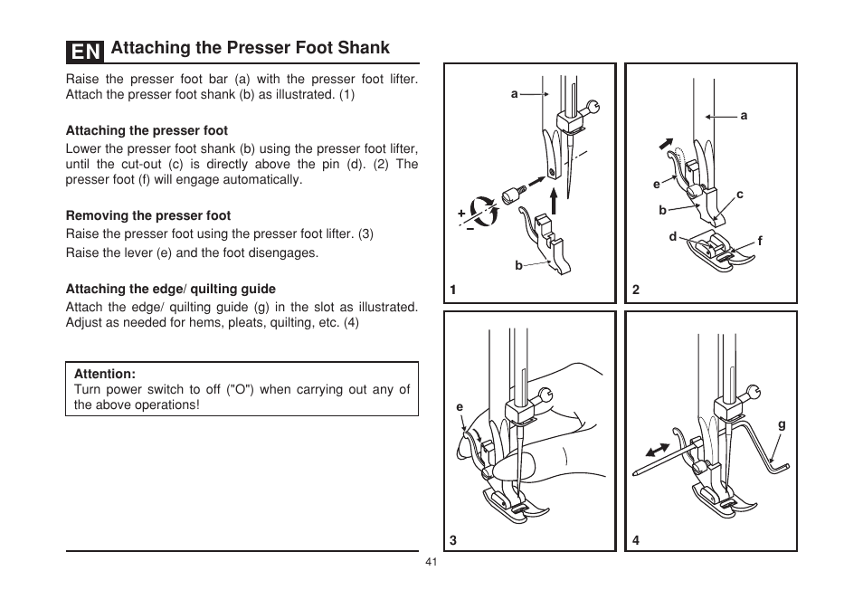 Attaching the presser foot shank | SINGER 1408 User Manual | Page 48 / 62