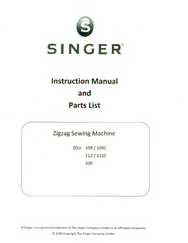 SINGER 112 User Manual | 60 pages