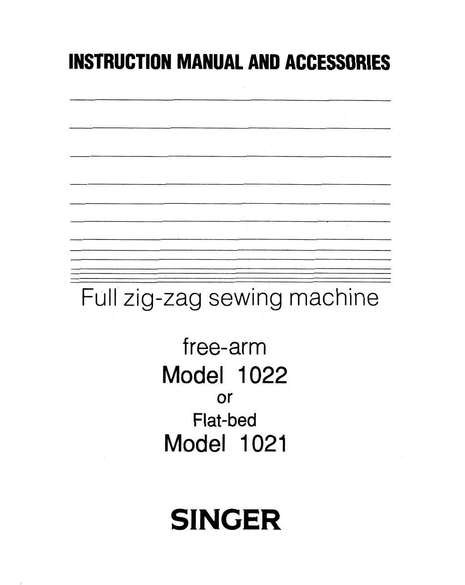 SINGER 1021 User Manual | 56 pages