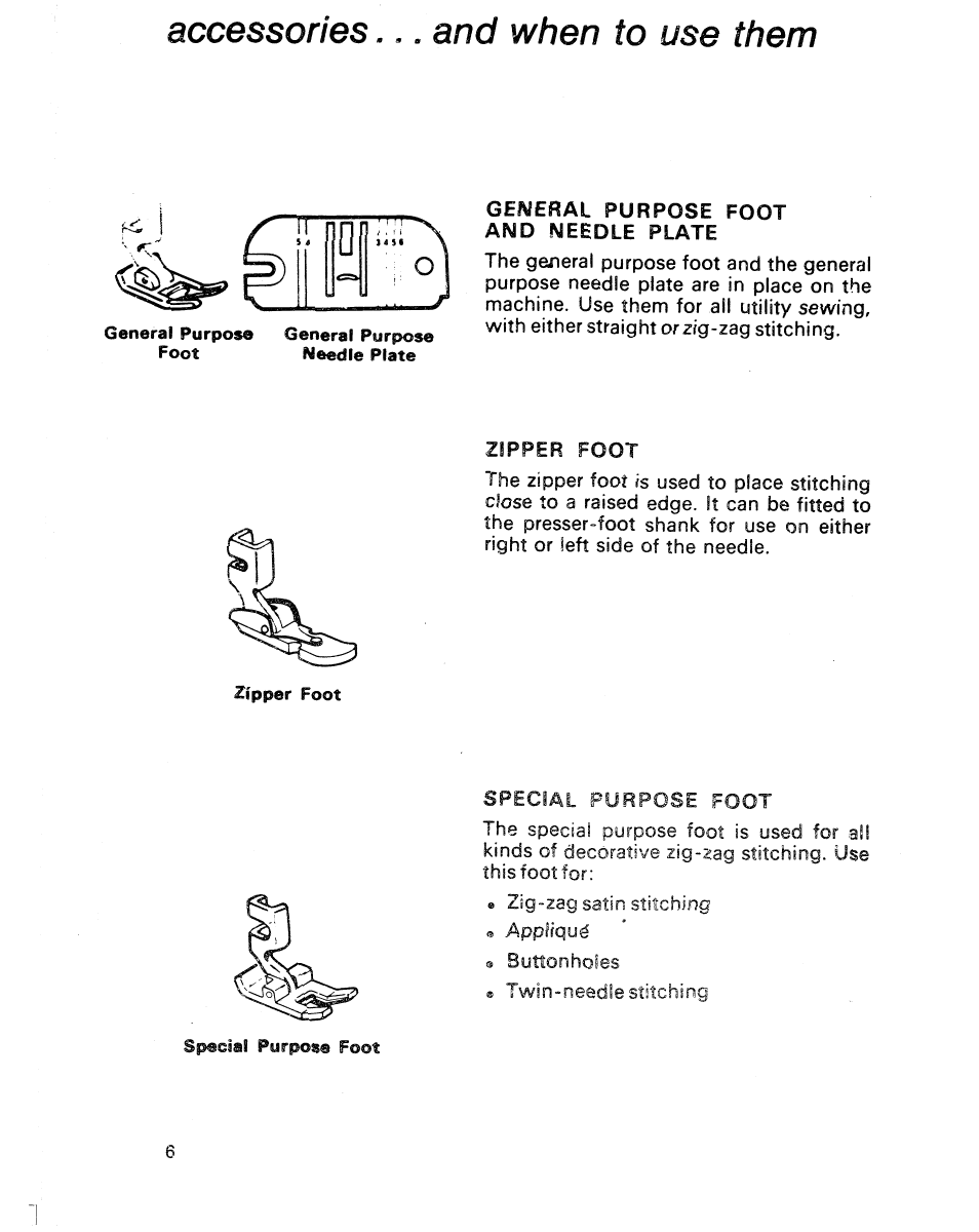 Accessories... and when to use them | SINGER 1021 User Manual | Page 10 / 56