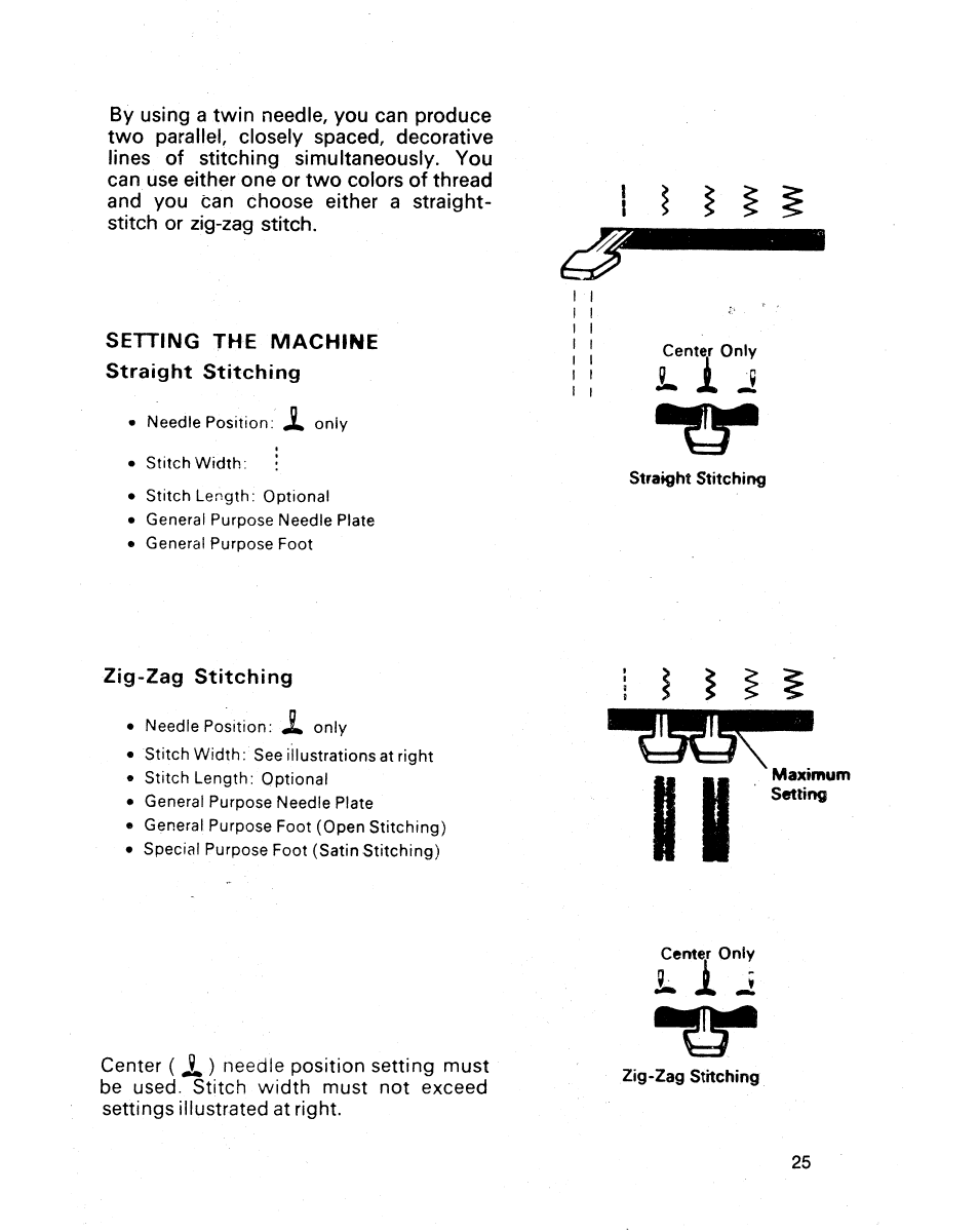 Settiimg the machine straight stitching, Zig-zag stitching, 1 i j | SINGER 1021 User Manual | Page 29 / 56