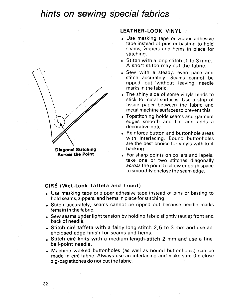 Hints on sewing special fabrics | SINGER 1021 User Manual | Page 36 / 56