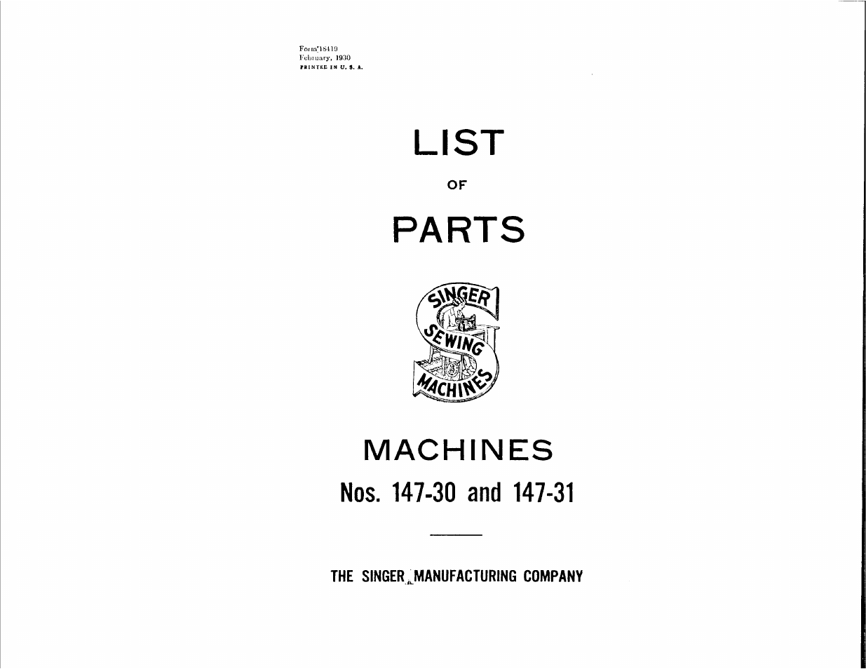 SINGER 147-30 User Manual | 36 pages