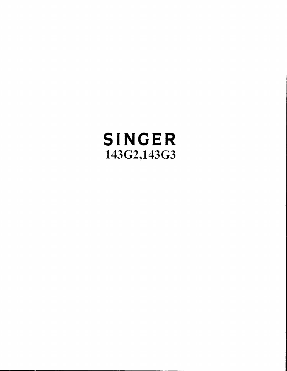 SINGER 143G2 User Manual | 12 pages