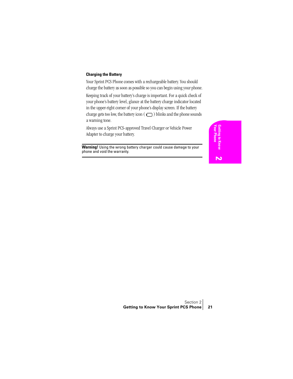 Charging the battery | Samsung SPH-N240 User Manual | Page 21 / 118