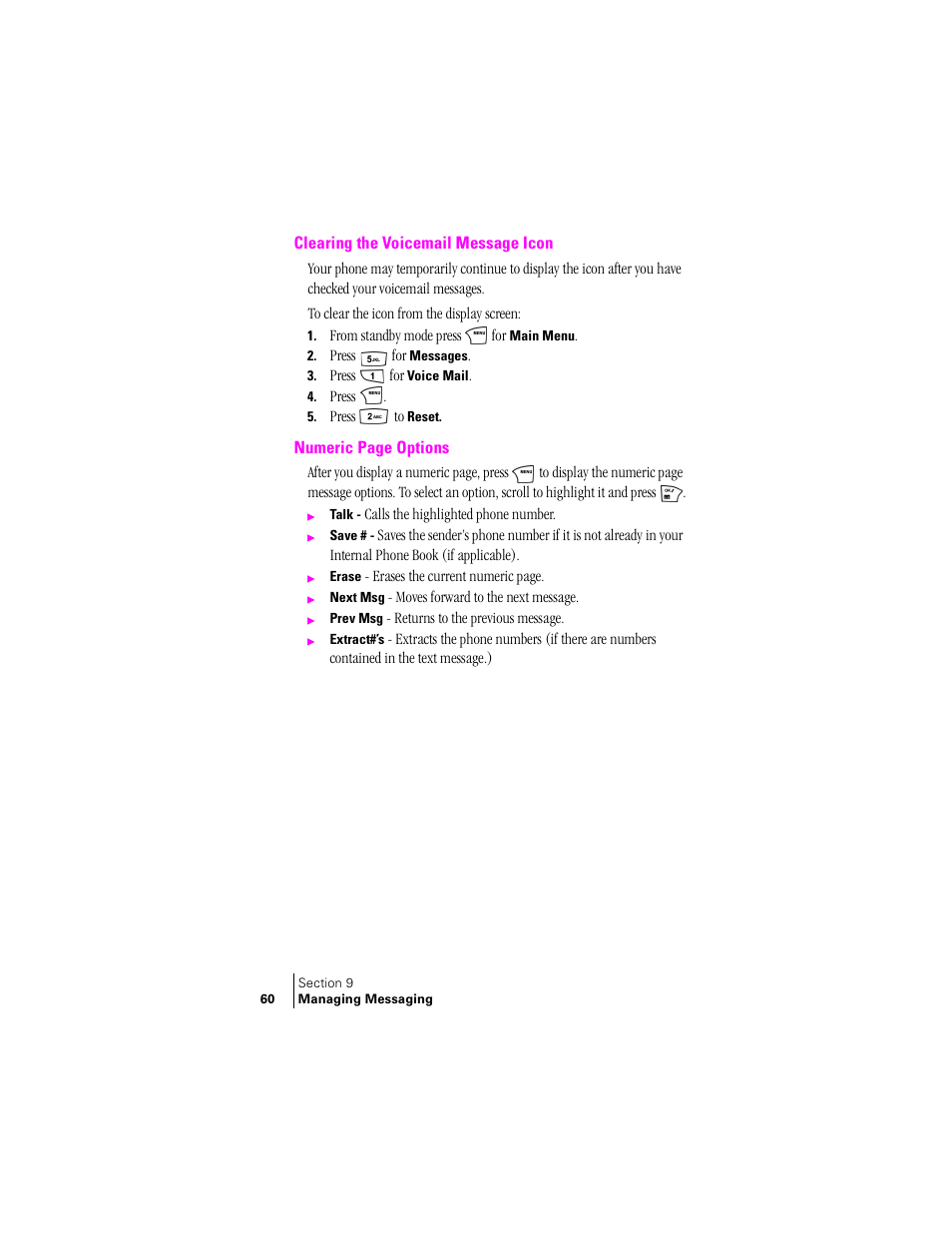 Clearing the voicemail message icon | Samsung SPH-N240 User Manual | Page 60 / 118