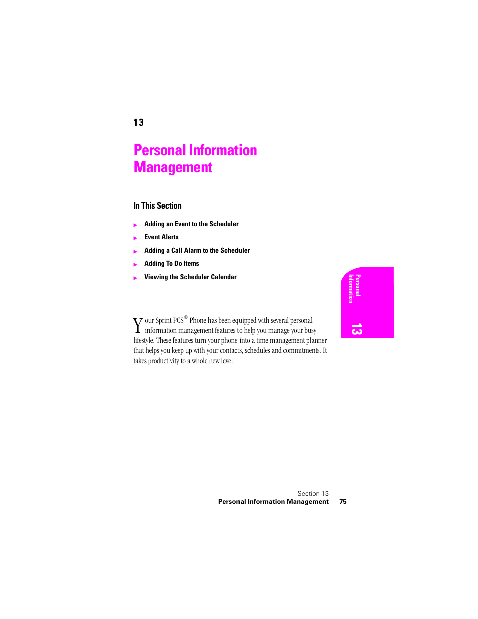 Personal information management | Samsung SPH-N240 User Manual | Page 75 / 118