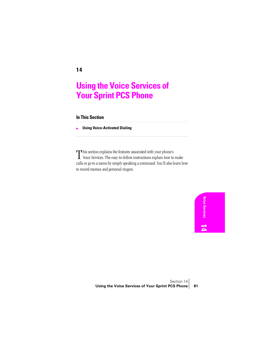 Using the voice services of your sprint pcs phone | Samsung SPH-N240 User Manual | Page 81 / 118