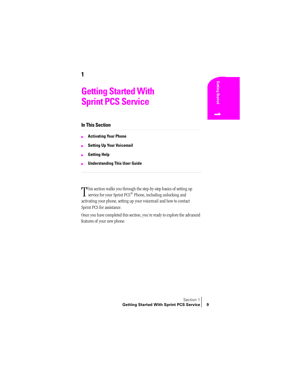 Getting started with sprint pcs service | Samsung SPH-N240 User Manual | Page 9 / 118