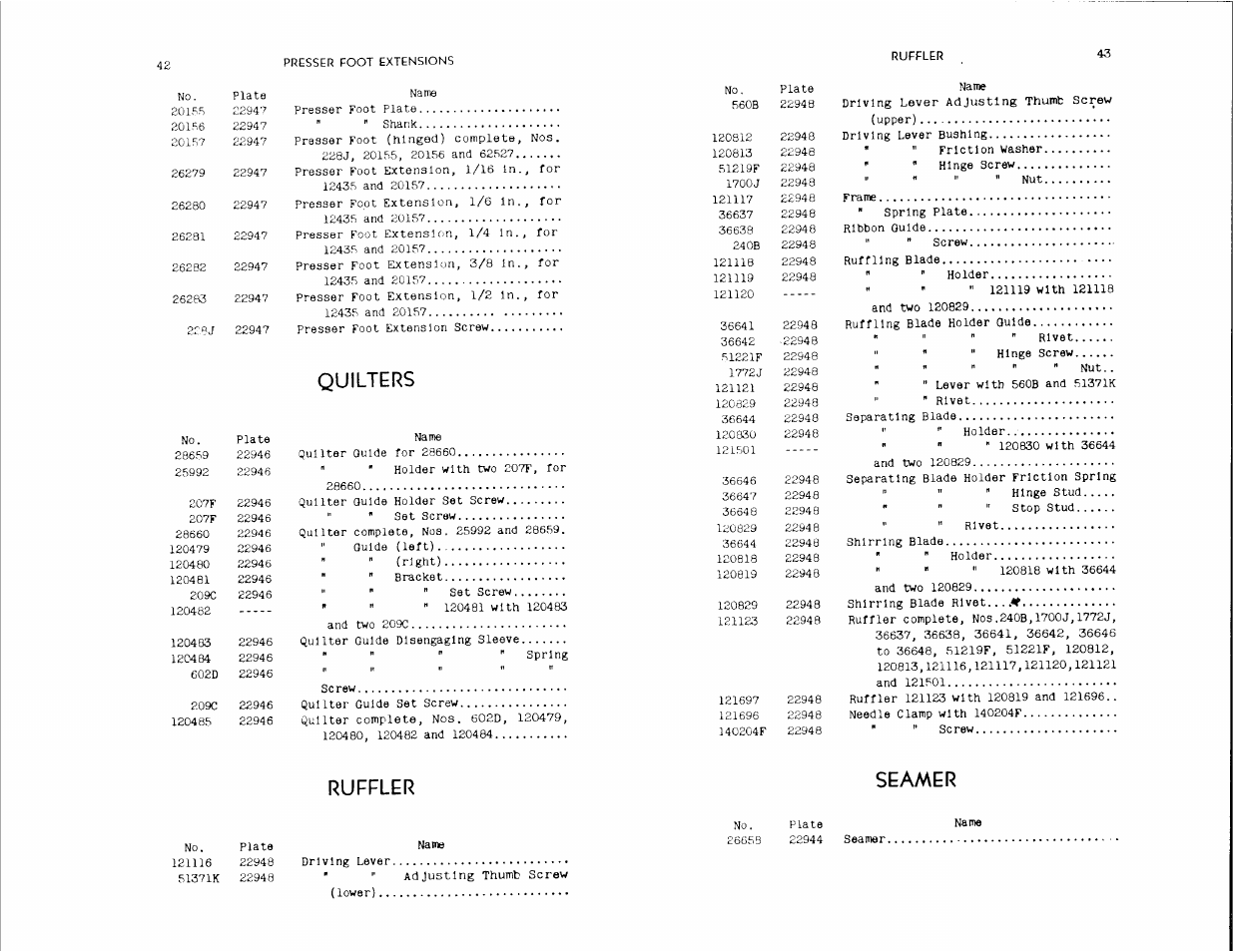 Ruffler, Seamer, Quilters | Ruffler seamer | SINGER 1300-2 User Manual | Page 22 / 54