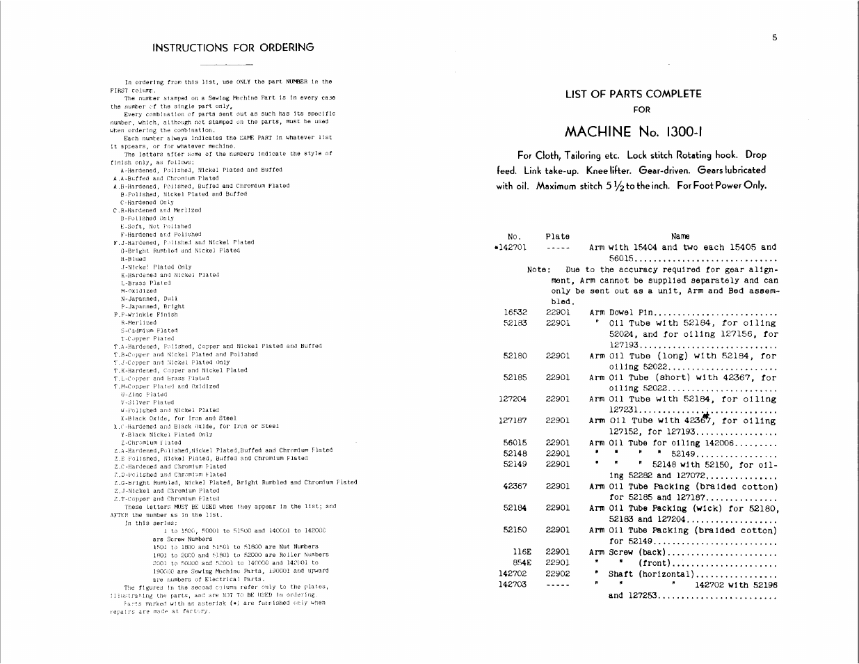 Machine no. 1300-1, Pbchlne no. 1300-1 | SINGER 1300-2 User Manual | Page 3 / 54
