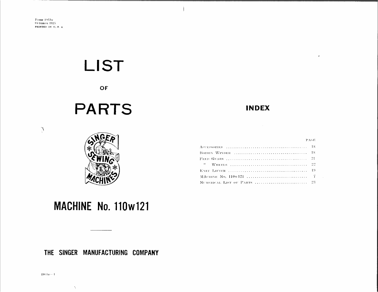 SINGER 110W121 User Manual | Page 2 / 21