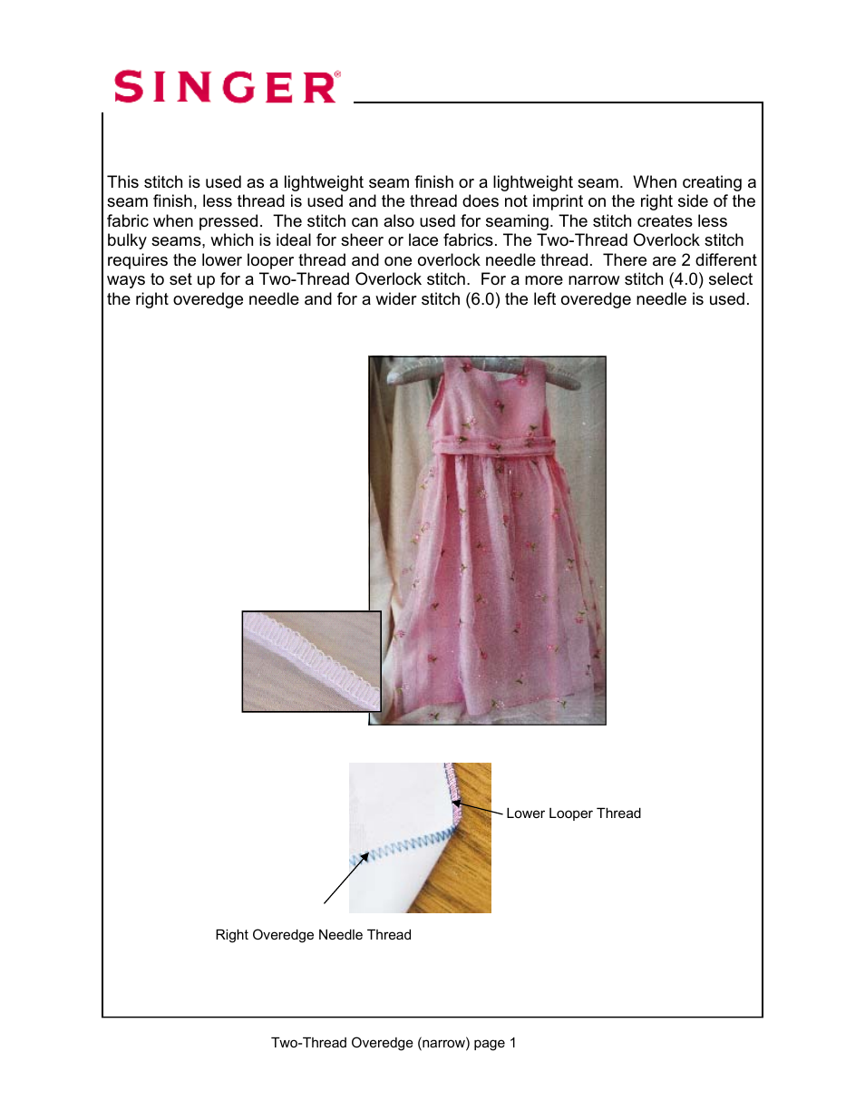 Two-thread overedge (narrow) | SINGER 14T968DC User Manual | Page 32 / 109