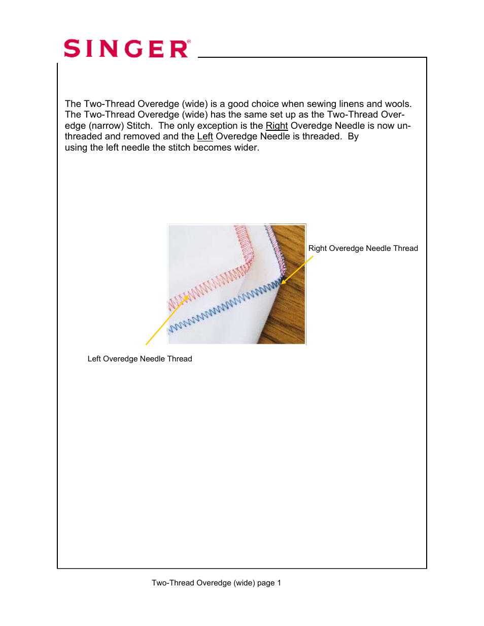 Two-thread overedge (wide) | SINGER 14T968DC User Manual | Page 42 / 109