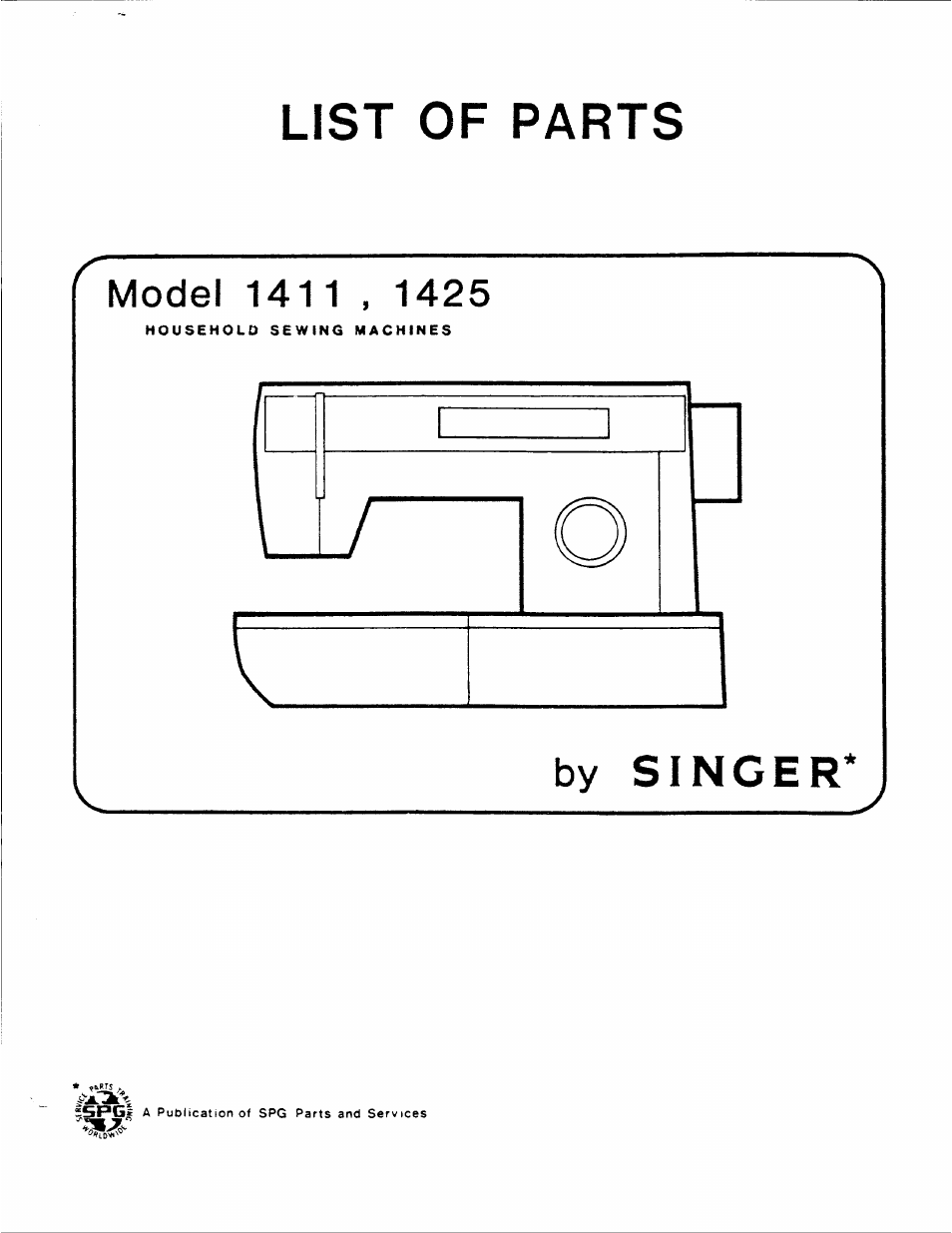 List of parts | SINGER 1425 User Manual | Page 2 / 44