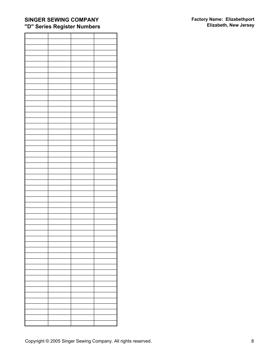 SINGER "D" Series User Manual | Page 8 / 10