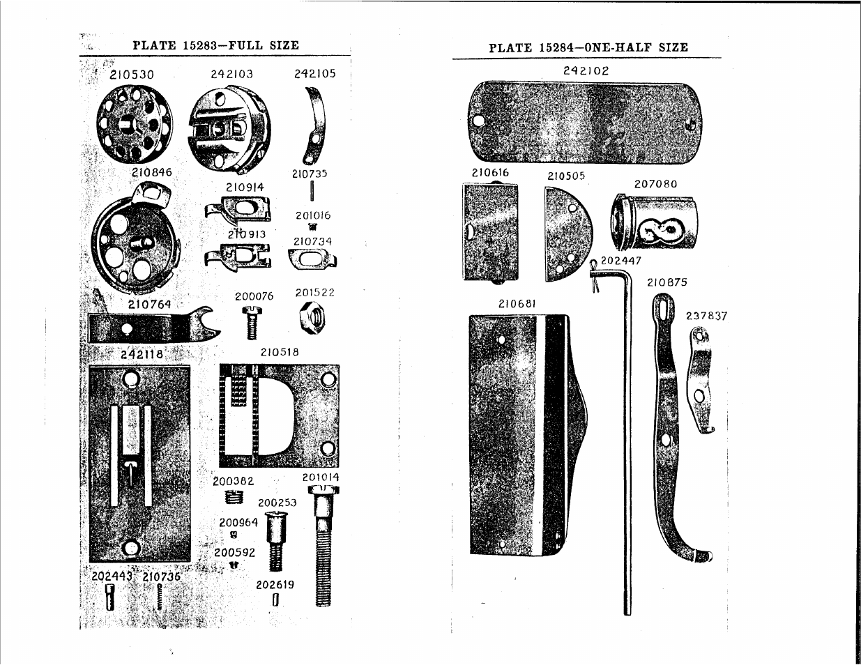 Plate 15283-full size, Plate 15284-one-half size | SINGER 107W13 User Manual | Page 16 / 20
