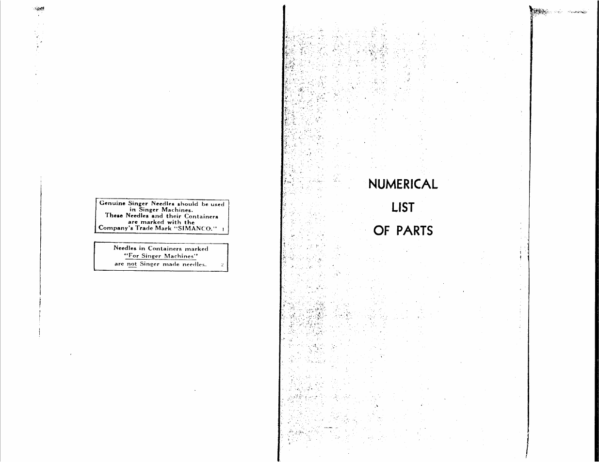 Numerical list of parts | SINGER 144W202 User Manual | Page 10 / 26