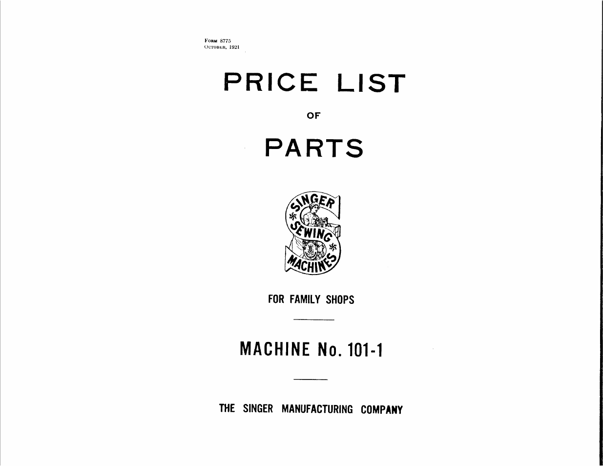 SINGER 101-1 User Manual | 23 pages