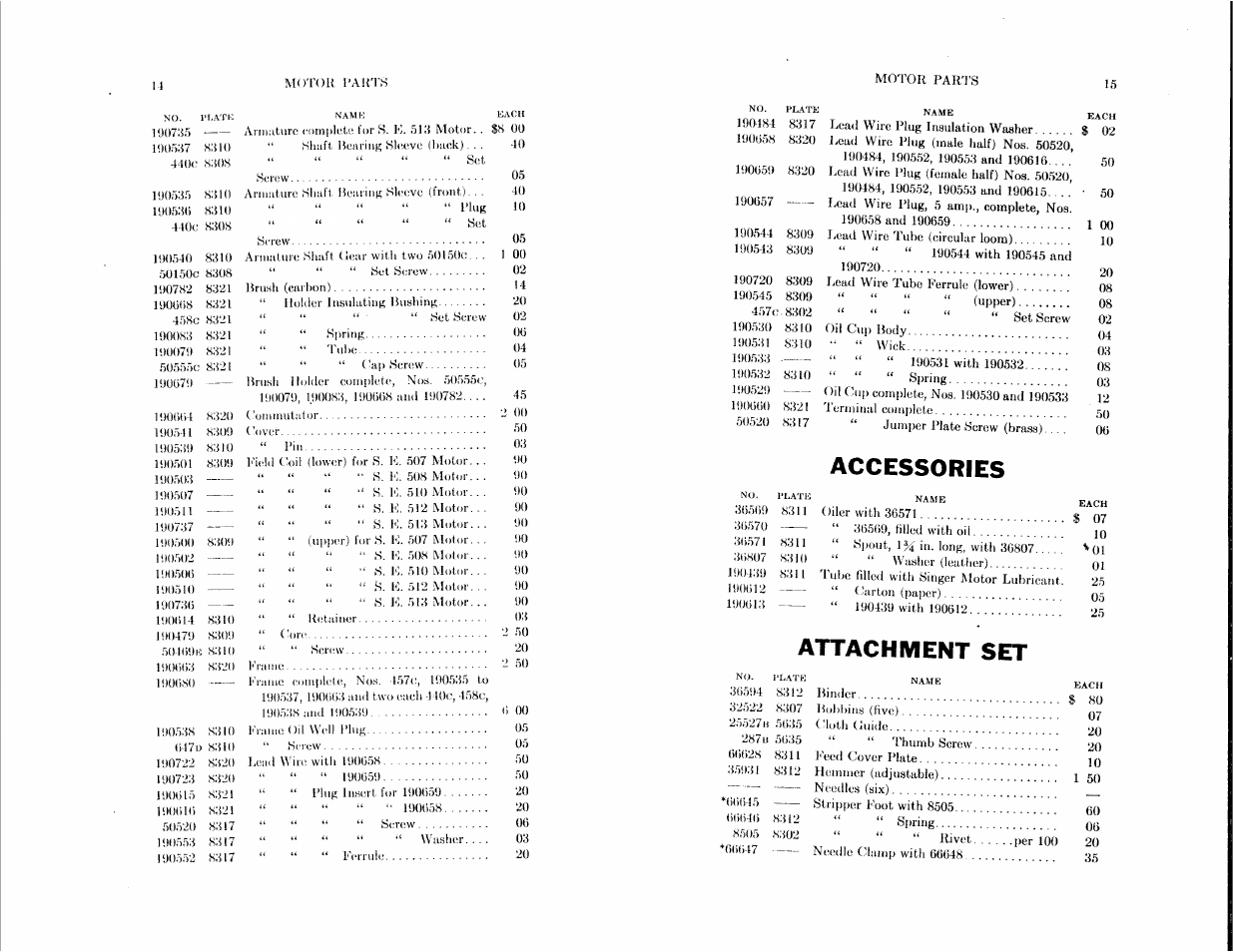 Accessories, Attachment set | SINGER 101-1 User Manual | Page 7 / 23