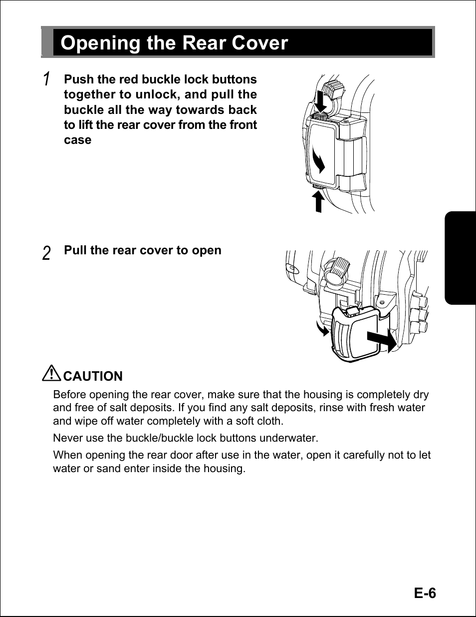 Opening the rear cover | Sea & Sea 06138 User Manual | Page 7 / 18