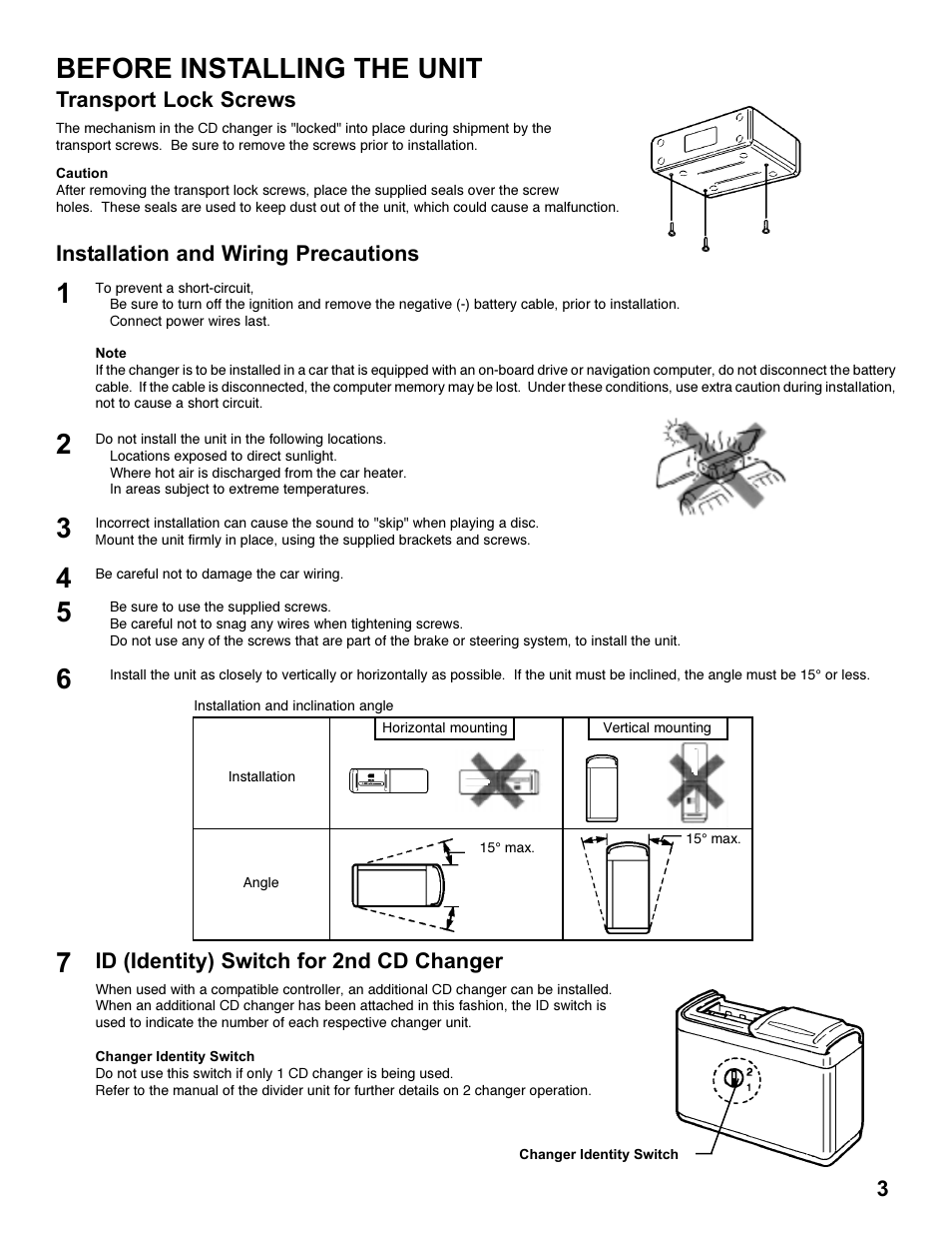 Before installing the unit | Shopsmith CD Changer System none User Manual | Page 3 / 8