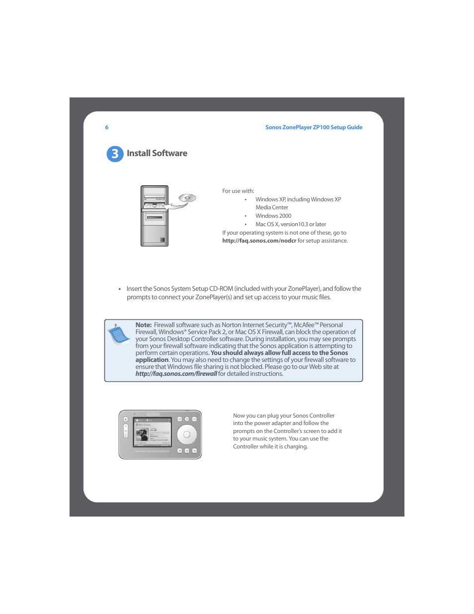 Install software | Sonos ZonePlayer ZP100 User Manual | Page 10 / 132