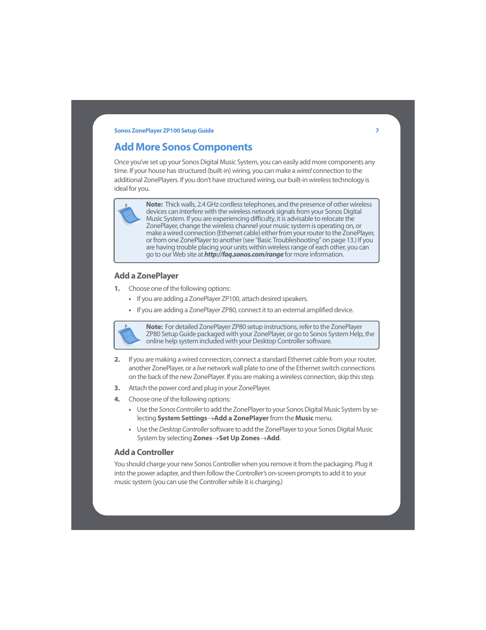 Add more sonos components | Sonos ZonePlayer ZP100 User Manual | Page 11 / 132