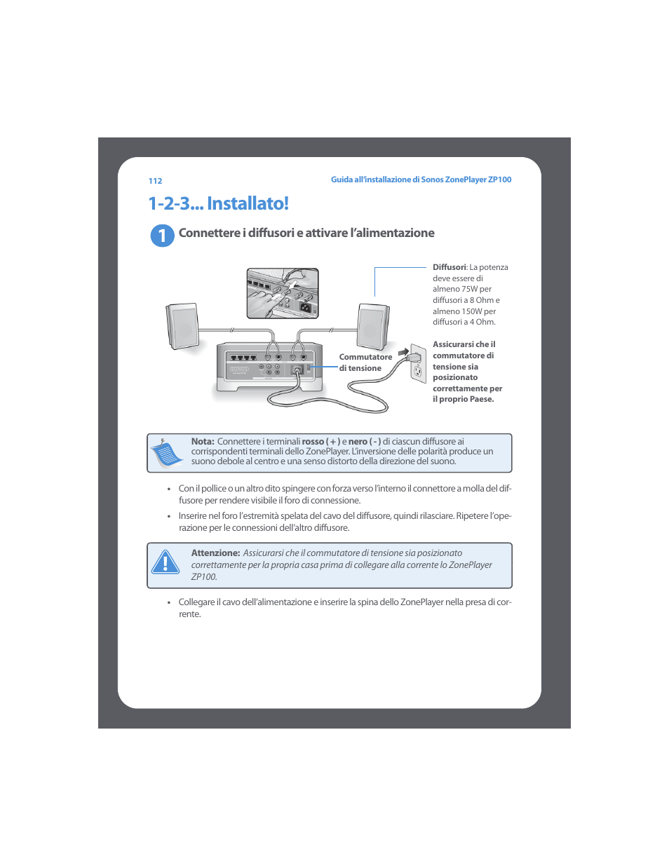 2-3... installato | Sonos ZonePlayer ZP100 User Manual | Page 116 / 132