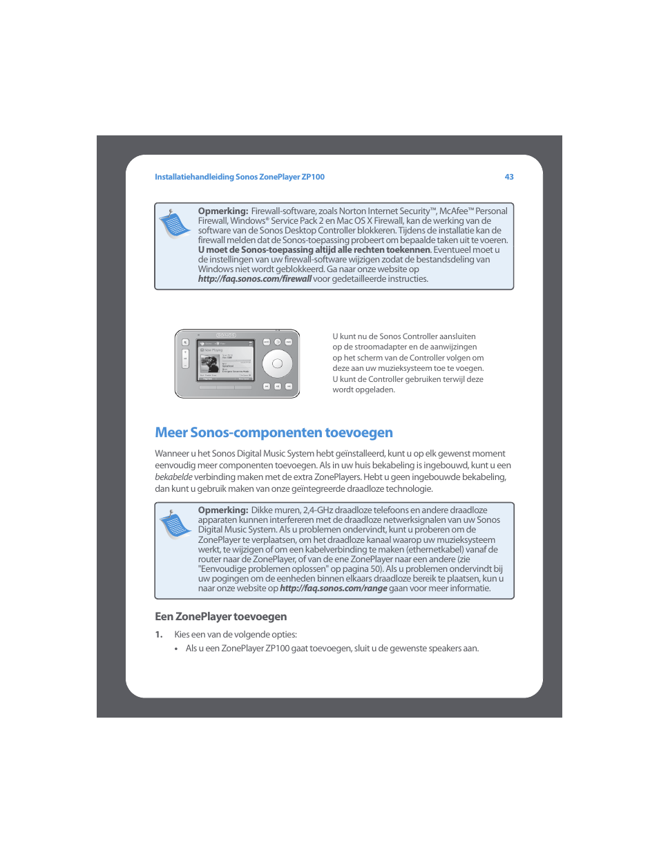 Meer sonos-componenten toevoegen | Sonos ZonePlayer ZP100 User Manual | Page 47 / 132