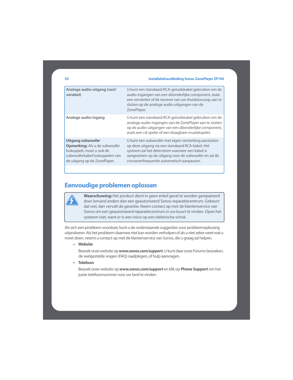Eenvoudige problemen oplossen | Sonos ZonePlayer ZP100 User Manual | Page 54 / 132