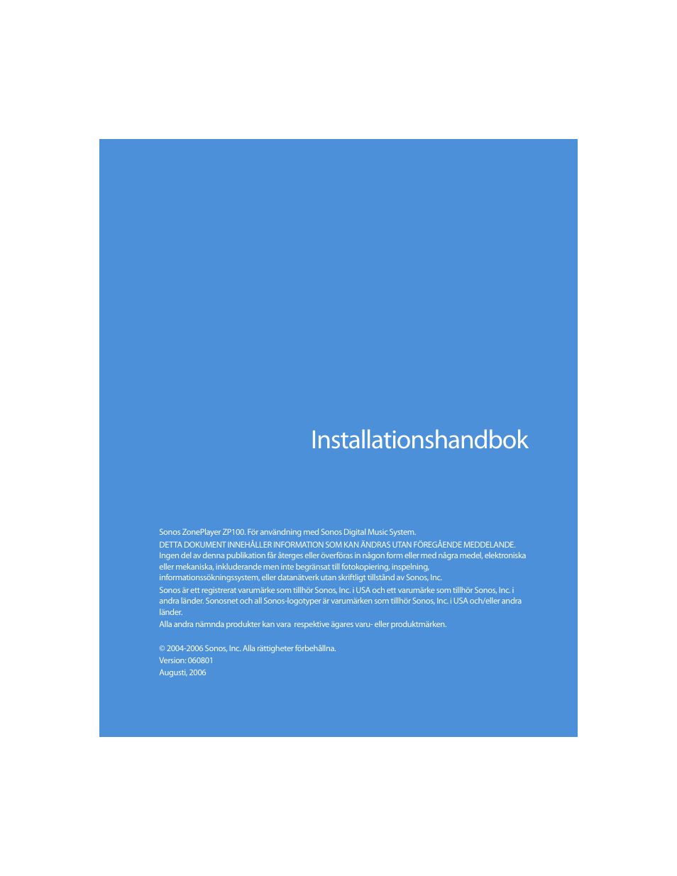 Installationshandbok | Sonos ZonePlayer ZP100 User Manual | Page 59 / 132