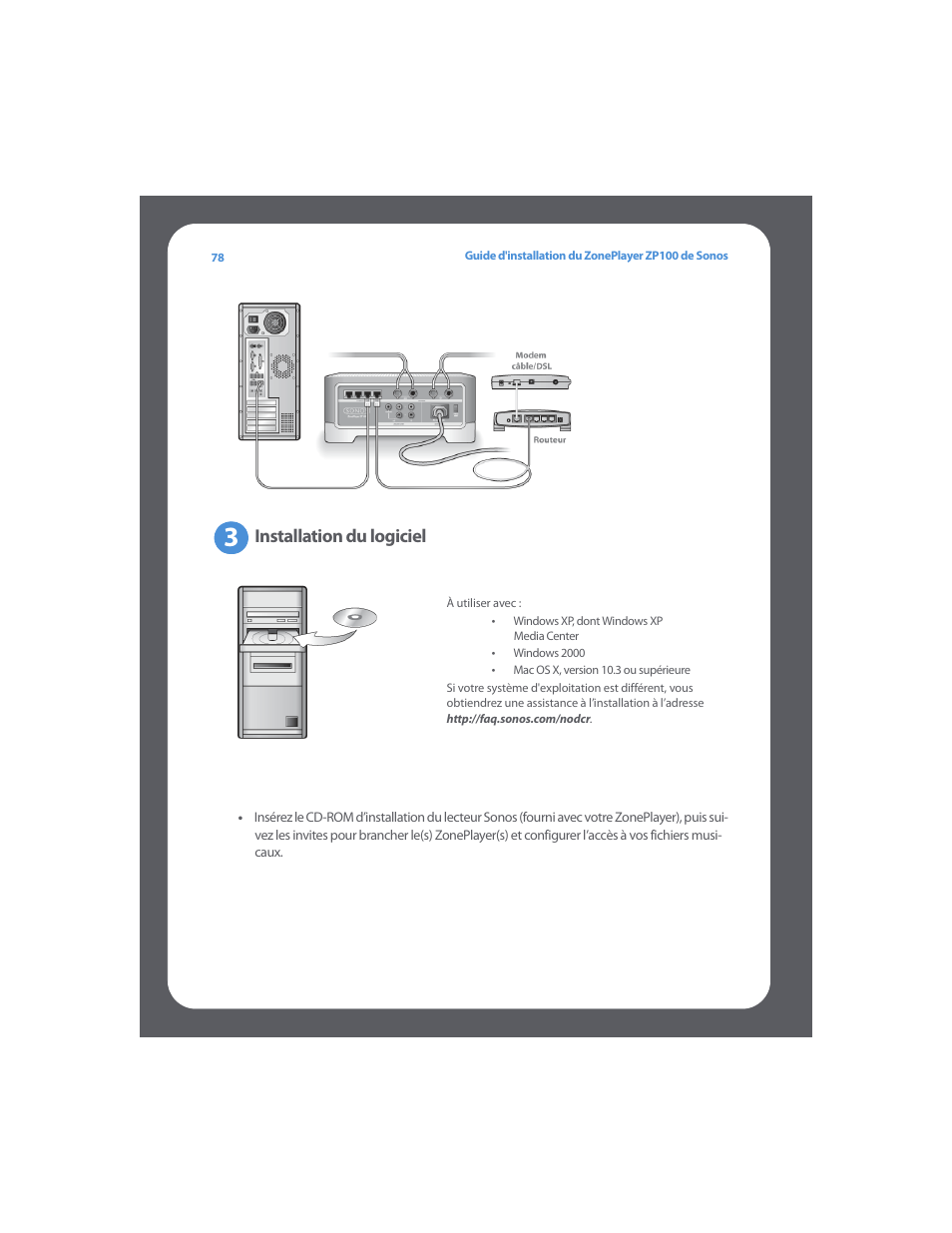 Installation du logiciel | Sonos ZonePlayer ZP100 User Manual | Page 82 / 132