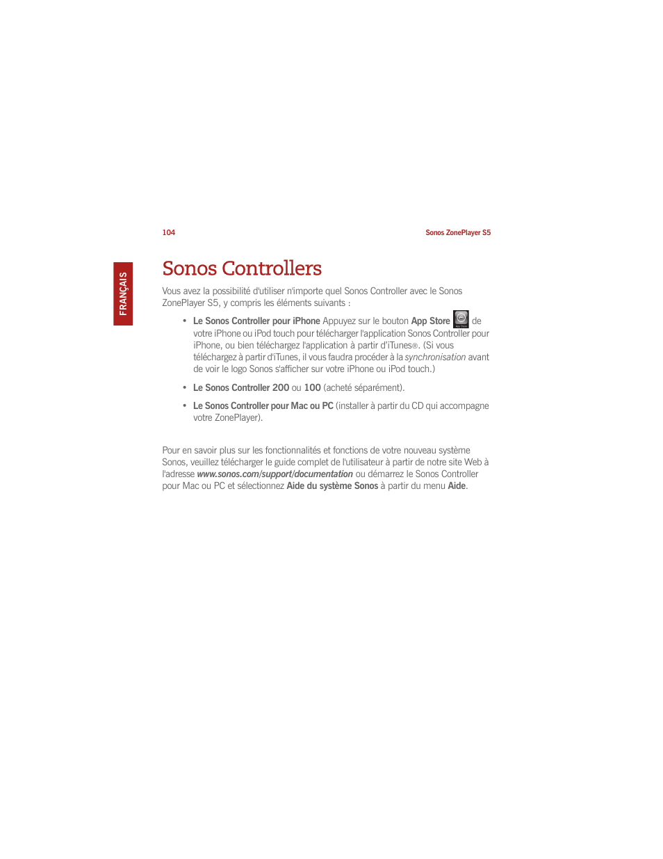 Sonos controllers | Sonos ZonePlayer S5 User Manual | Page 111 / 180