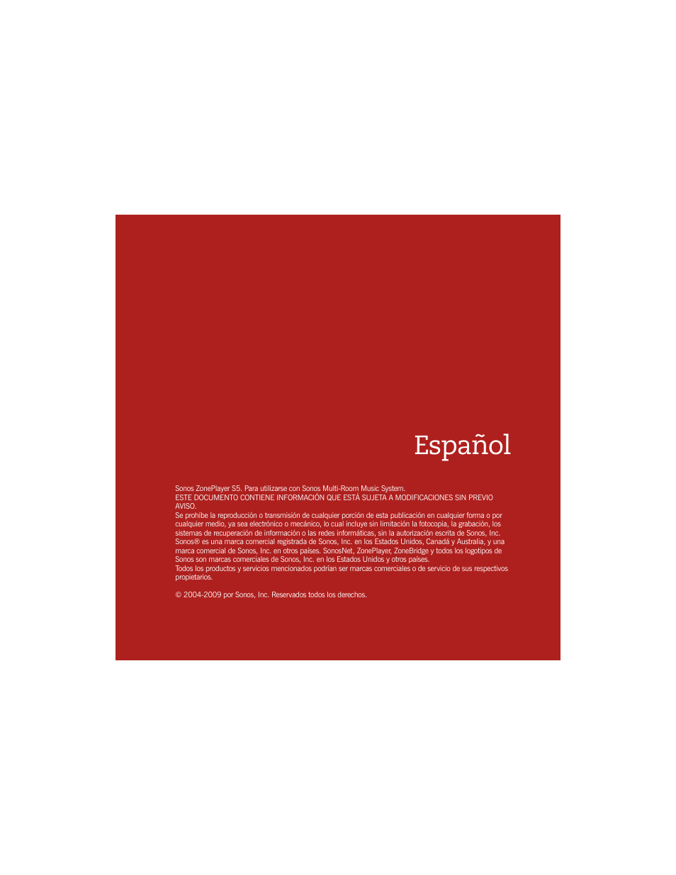 Español | Sonos ZonePlayer S5 User Manual | Page 131 / 180