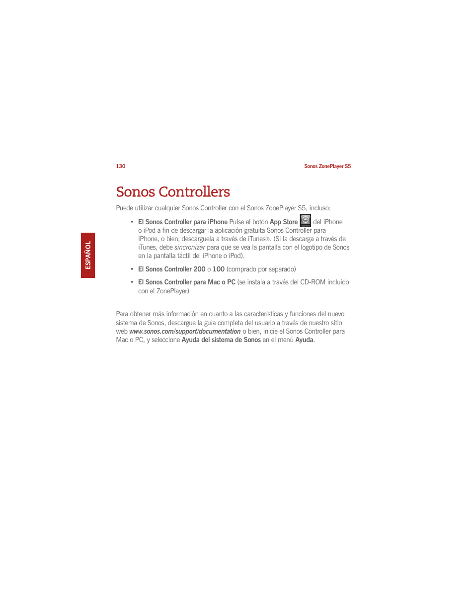 Sonos controllers | Sonos ZonePlayer S5 User Manual | Page 136 / 180