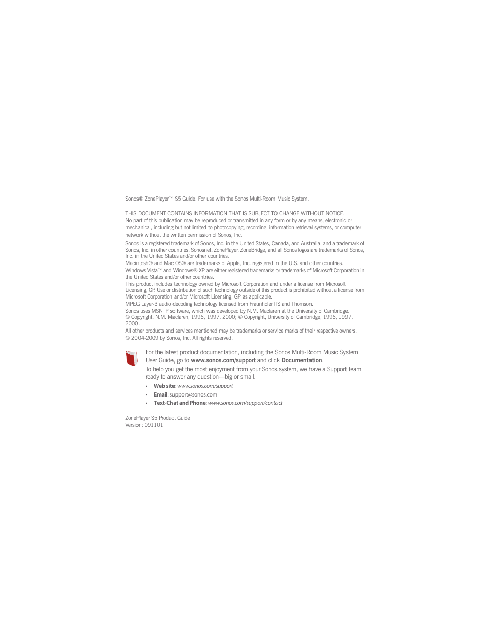 Sonos ZonePlayer S5 User Manual | Page 2 / 180