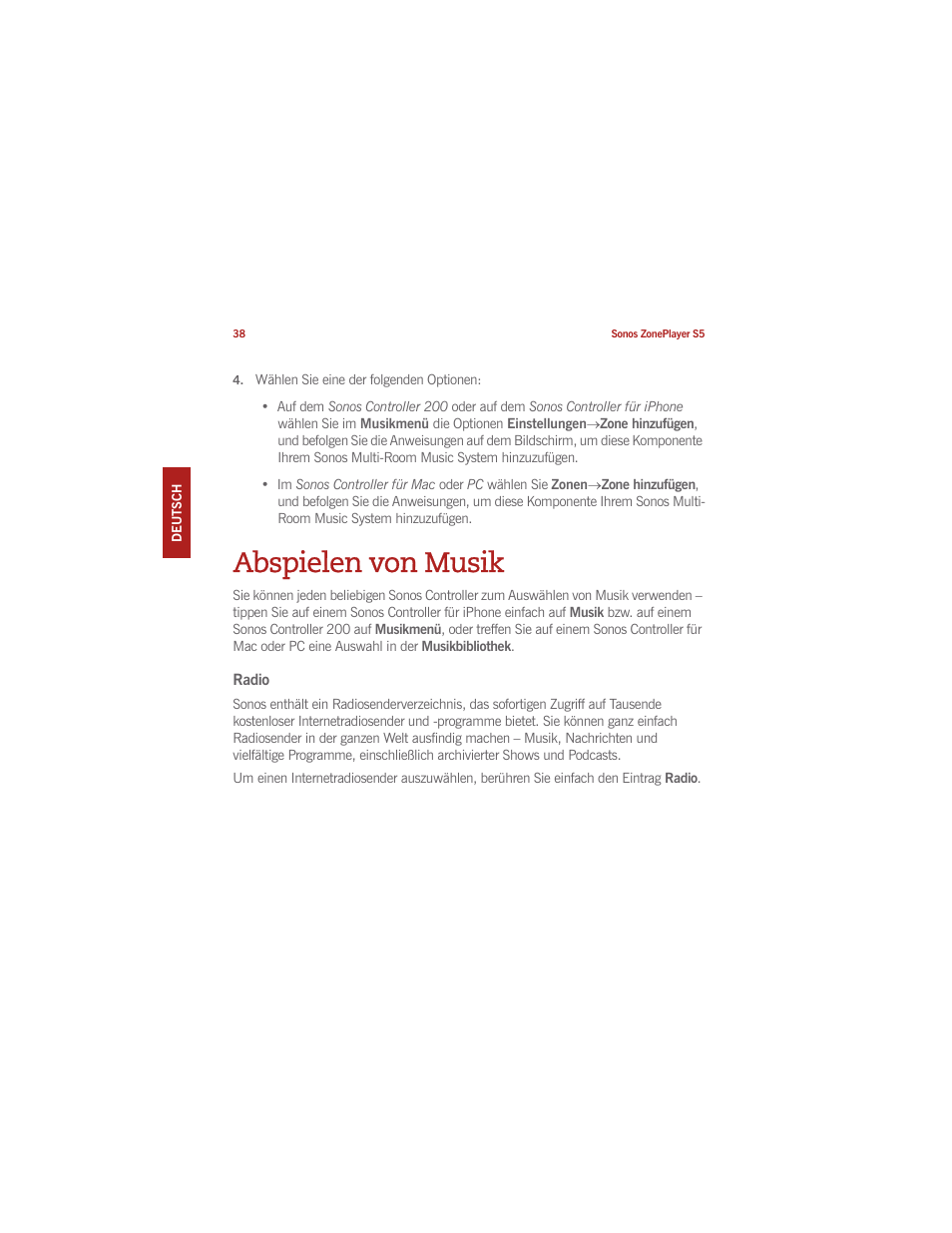 Abspielen von musik | Sonos ZonePlayer S5 User Manual | Page 47 / 180