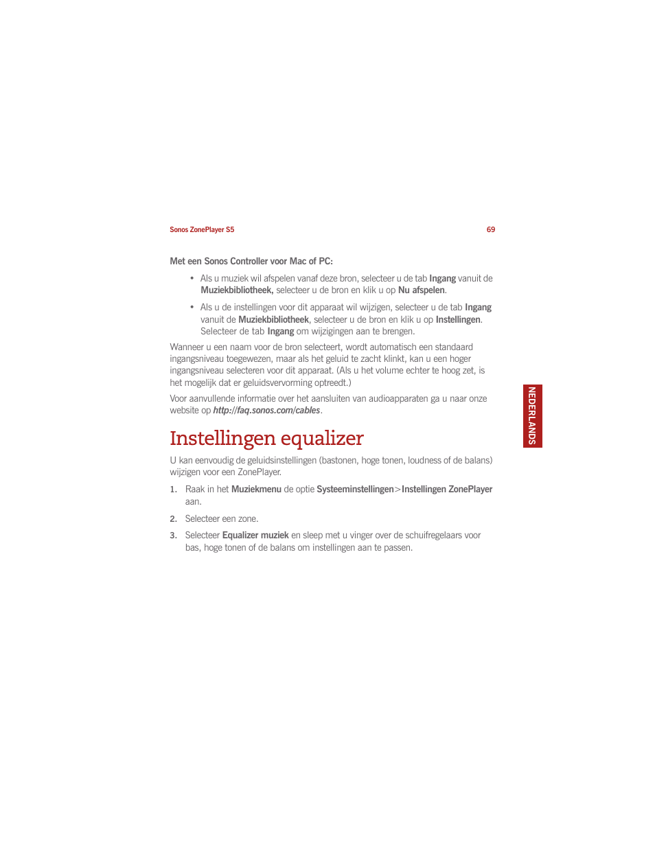 Instellingen equalizer | Sonos ZonePlayer S5 User Manual | Page 77 / 180