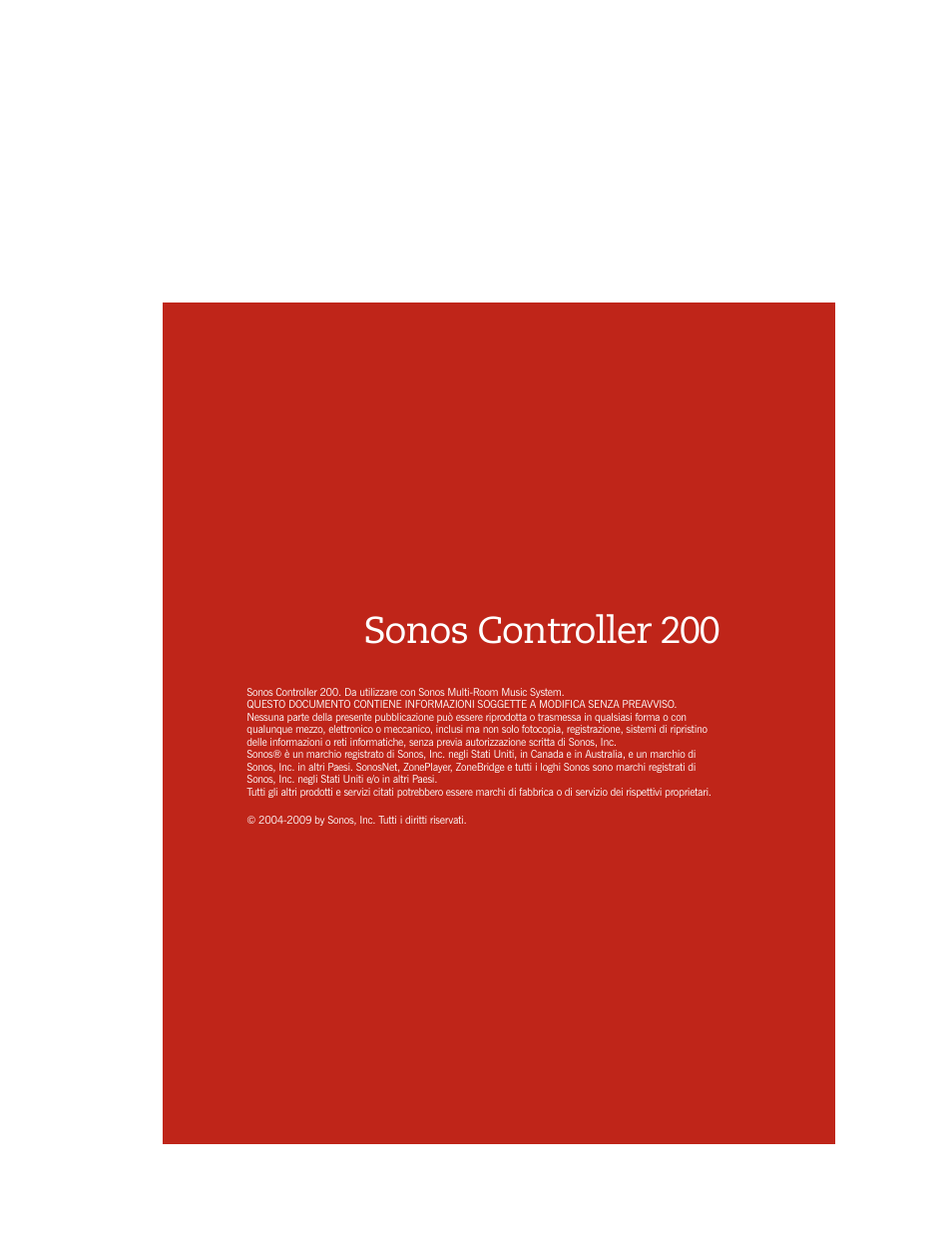 Sonos controller 200 (italiano), Sonos controller 200 | Sonos CONTROLLER 200 User Manual | Page 107 / 122