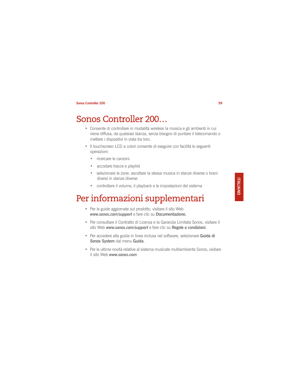 Sonos controller 200, Per informazioni supplementari | Sonos CONTROLLER 200 User Manual | Page 109 / 122