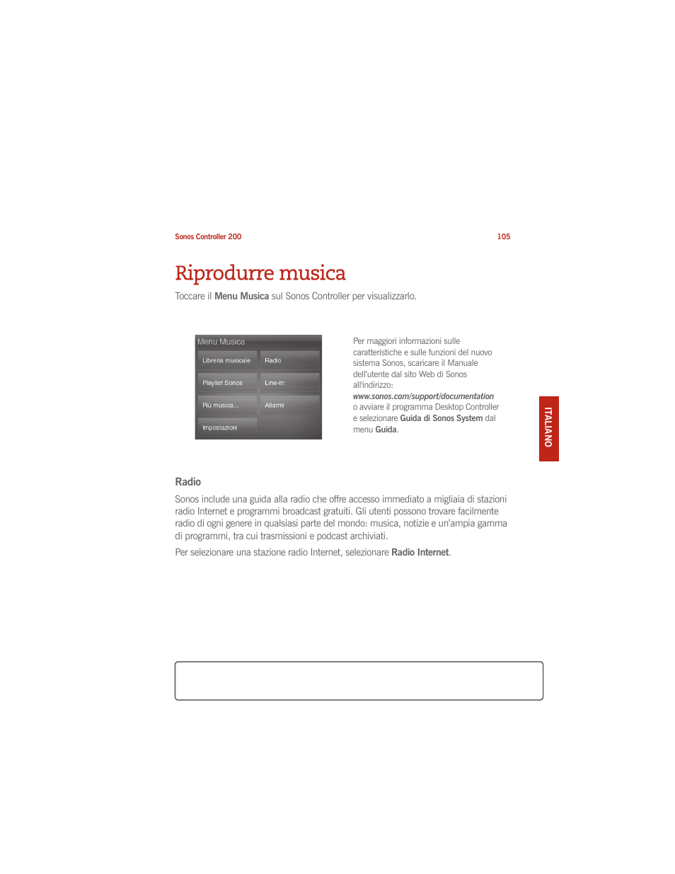 Riprodurre musica | Sonos CONTROLLER 200 User Manual | Page 115 / 122