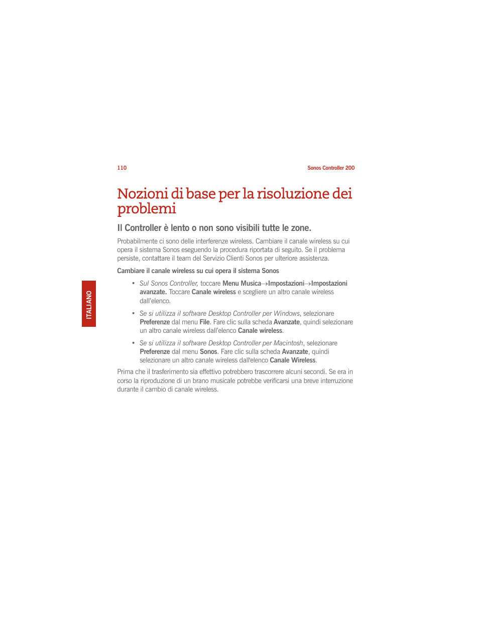 Nozioni di base per la risoluzione dei problemi | Sonos CONTROLLER 200 User Manual | Page 120 / 122