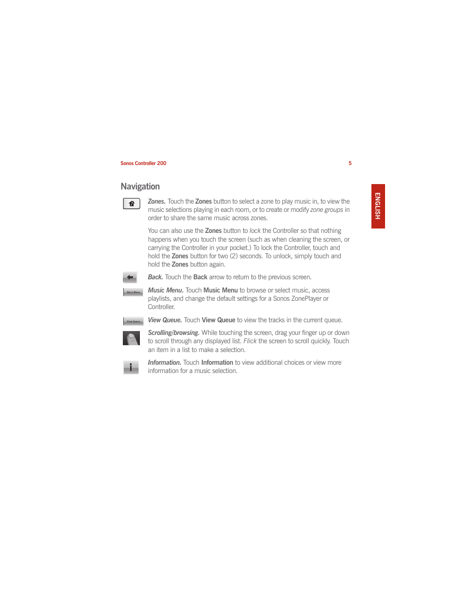 Navigation | Sonos CONTROLLER 200 User Manual | Page 15 / 122