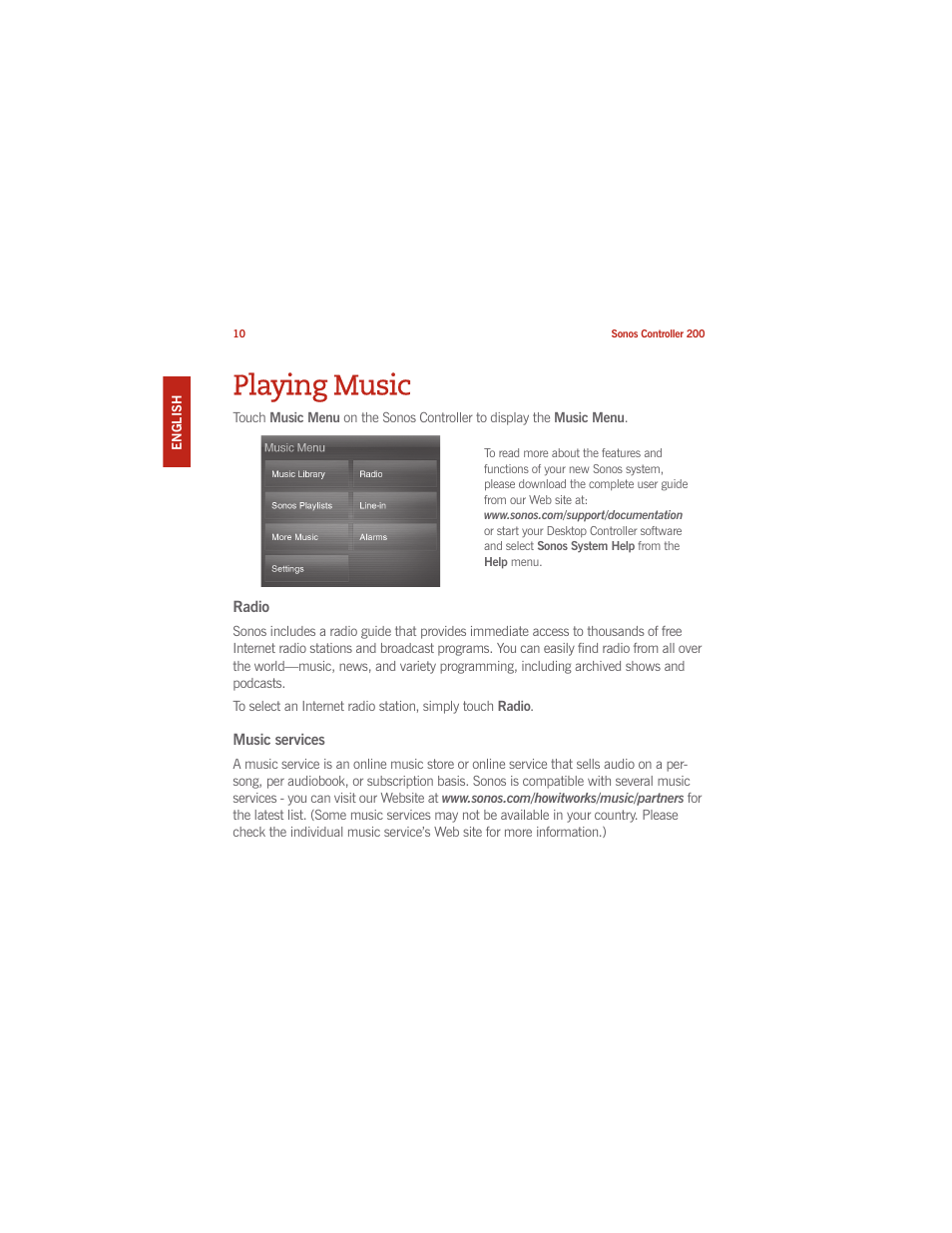 Playing music | Sonos CONTROLLER 200 User Manual | Page 20 / 122