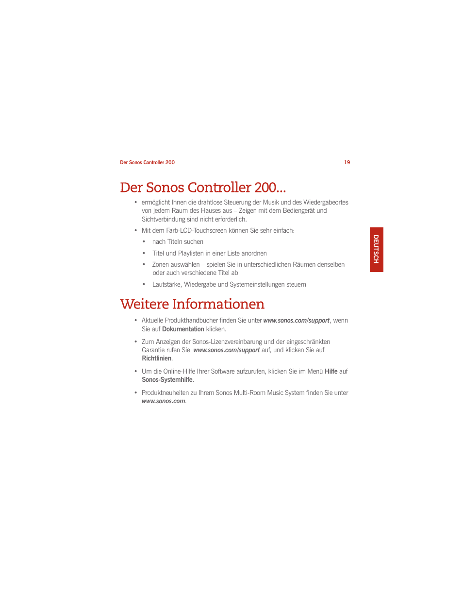 Der sonos controller 200, Weitere informationen | Sonos CONTROLLER 200 User Manual | Page 29 / 122