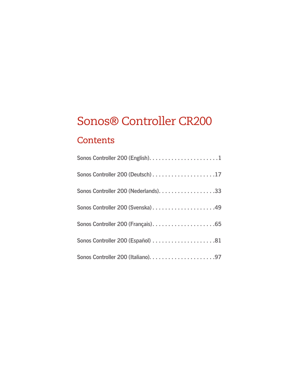 Sonos CONTROLLER 200 User Manual | Page 3 / 122
